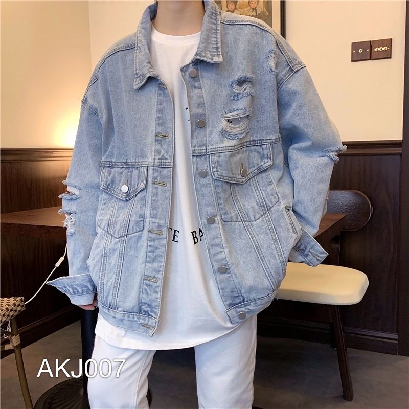 AKJ007 - JACKET JEAN WASH BẠC