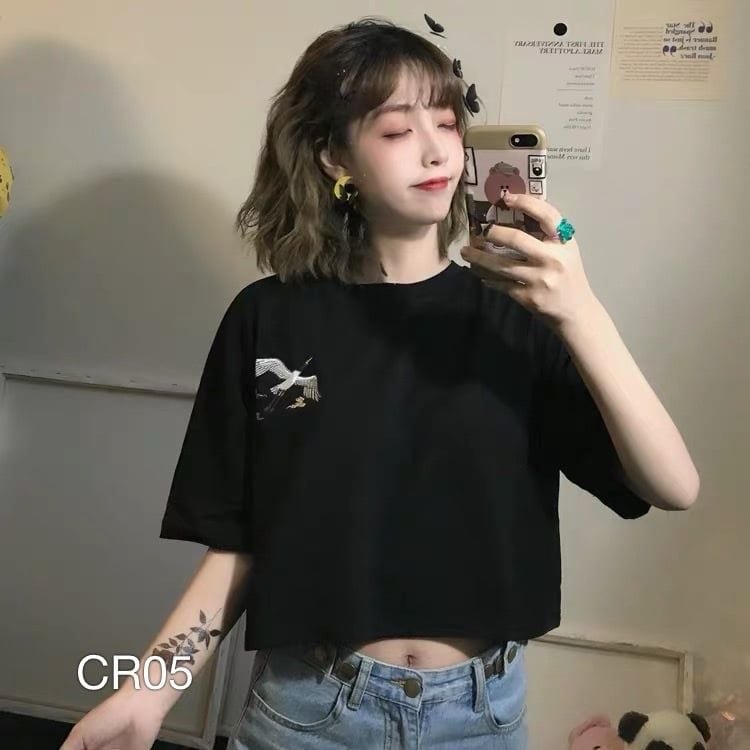 CR05 - ÁO THUN KIỂU NỮ CROPTOP CÒ