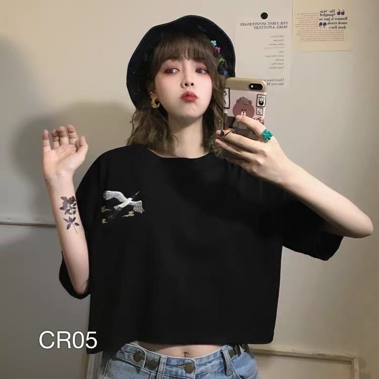 CR05 - ÁO THUN KIỂU NỮ CROPTOP CÒ