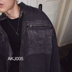 AKJ005 - JACKET JEAN BLACK ZIP