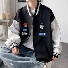 JACKET BOMBER NAM NỮ IN HOẠ TIẾT SMILE PHỐI TAY - AK026