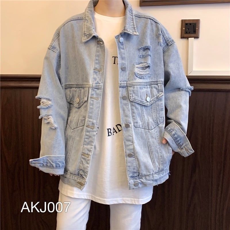 AKJ007 - JACKET JEAN WASH BẠC