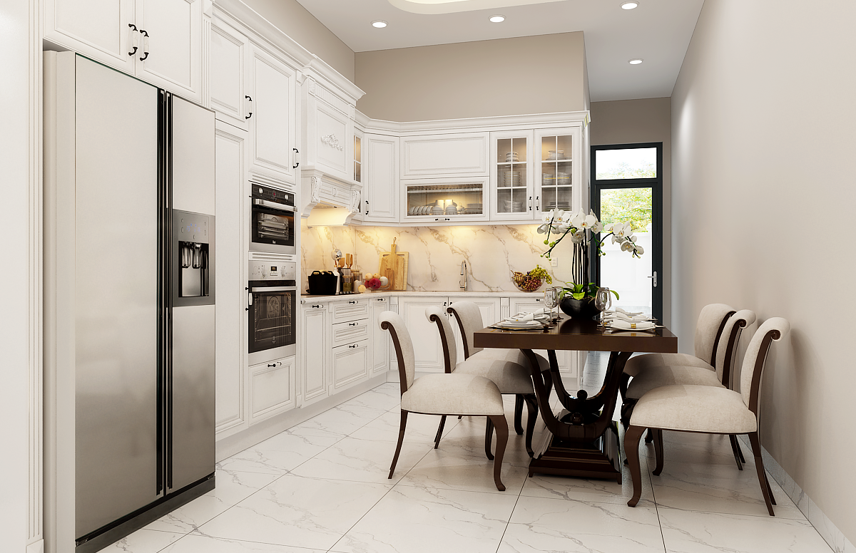 TỦ BẾP GỖ SỒI MỸ ĐẸP