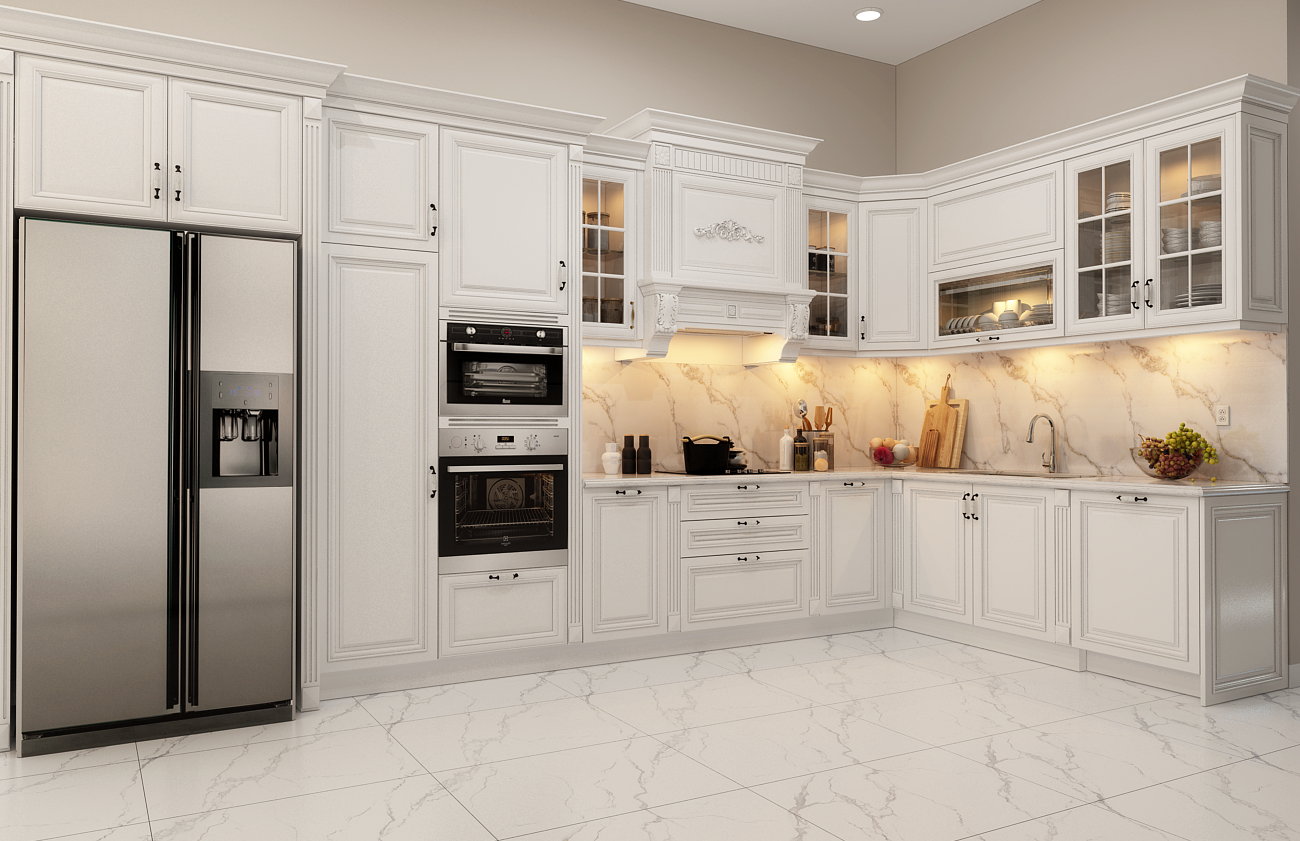 TỦ BẾP GỖ SỒI MỸ ĐẸP