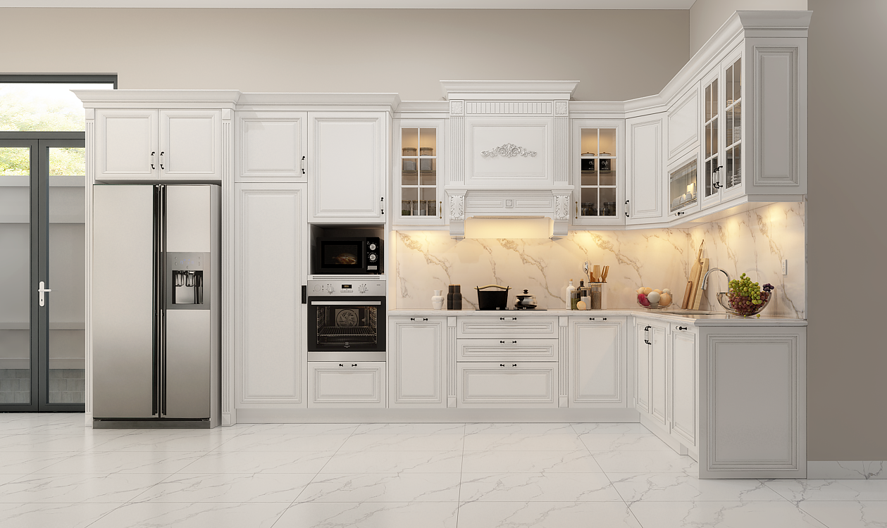 TỦ BẾP GỖ SỒI MỸ ĐẸP