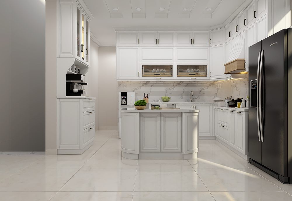 TỦ BẾP GỖ SỒI MỸ TÂN CỔ ĐIỂN ĐẸP