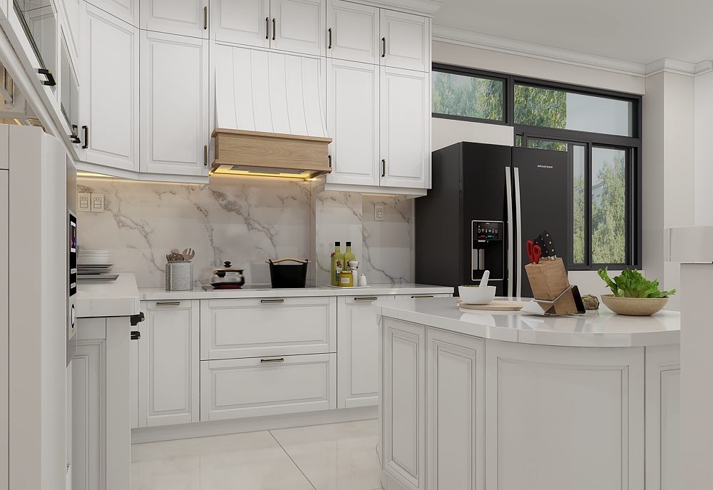 TỦ BẾP GỖ SỒI MỸ TÂN CỔ ĐIỂN ĐẸP