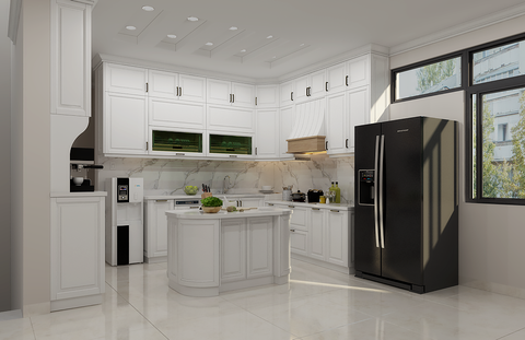  TỦ BẾP GỖ SỒI MỸ TÂN CỔ ĐIỂN ĐẸP 