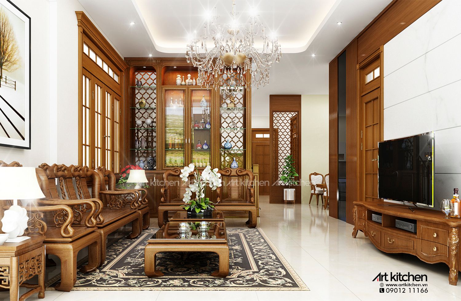 TỦ BẾP GỖ GÕ ĐỎ - GD02