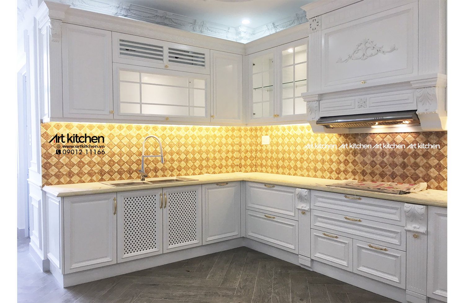 TỦ BẾP GỖ SỒI MỸ-S10