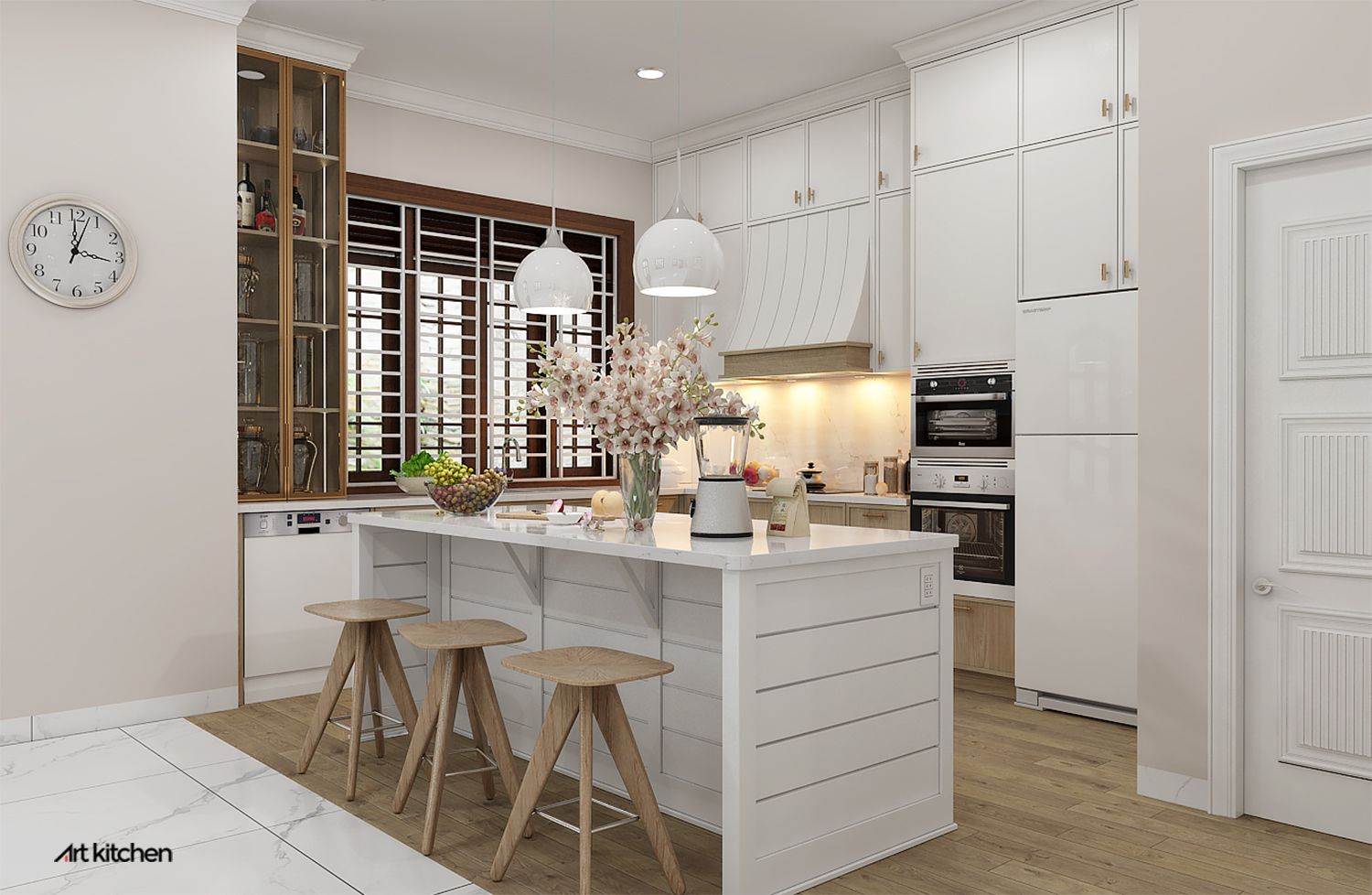 TỦ BẾP GỖ SỒI CAO CẤP S002