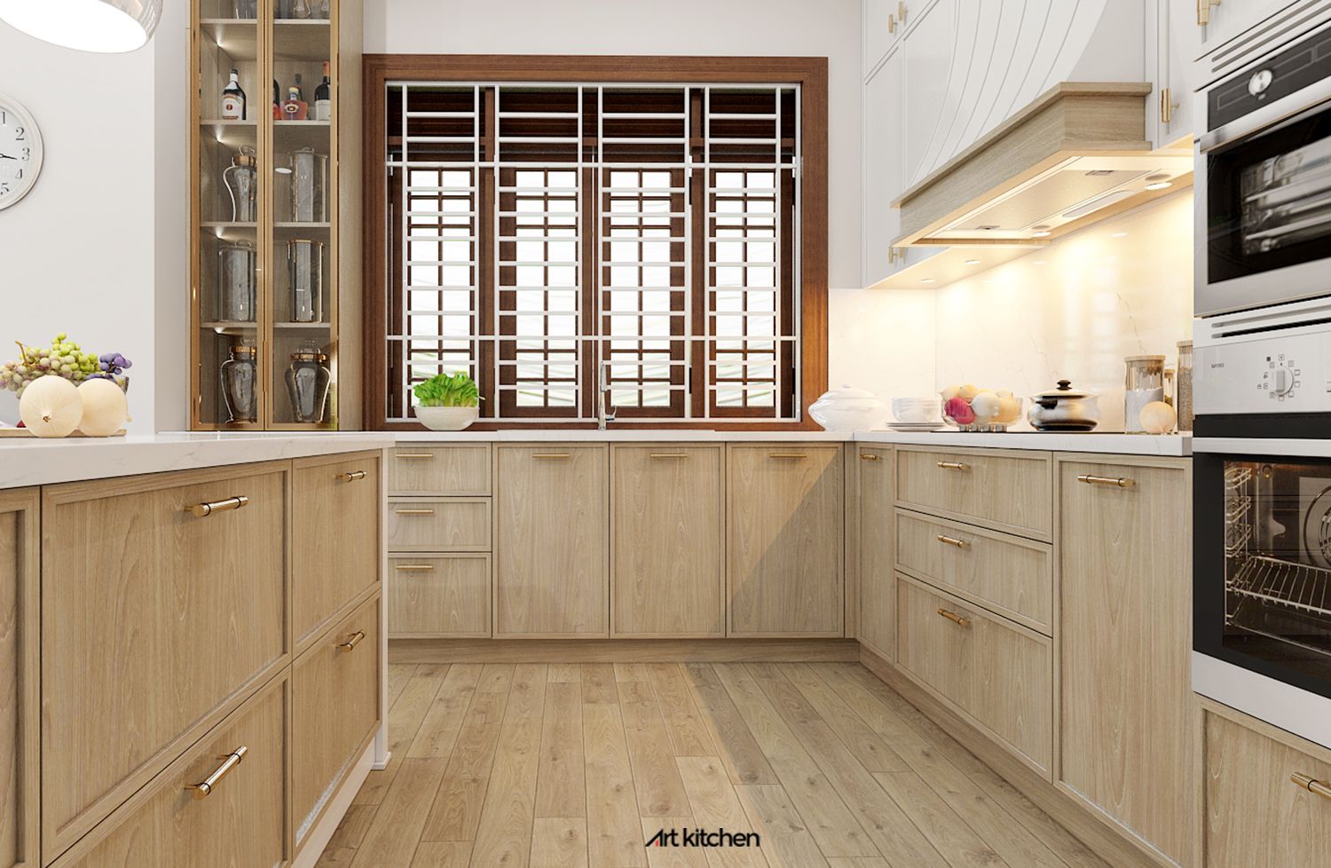 TỦ BẾP GỖ SỒI CAO CẤP S002