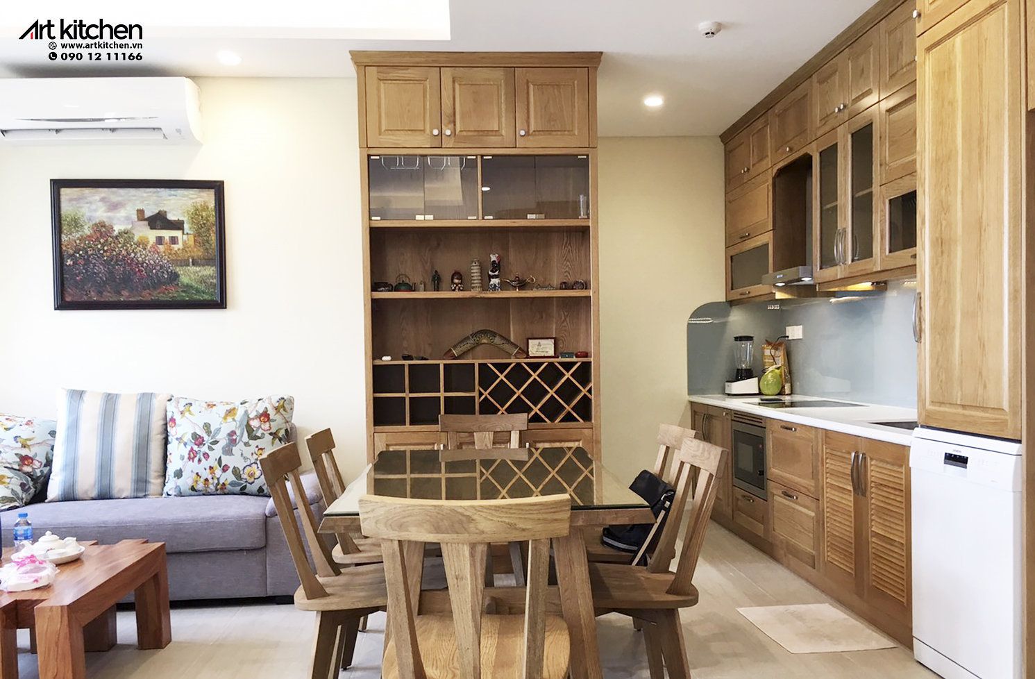 TỦ BẾP GỖ SỒI SƠN PU-S07