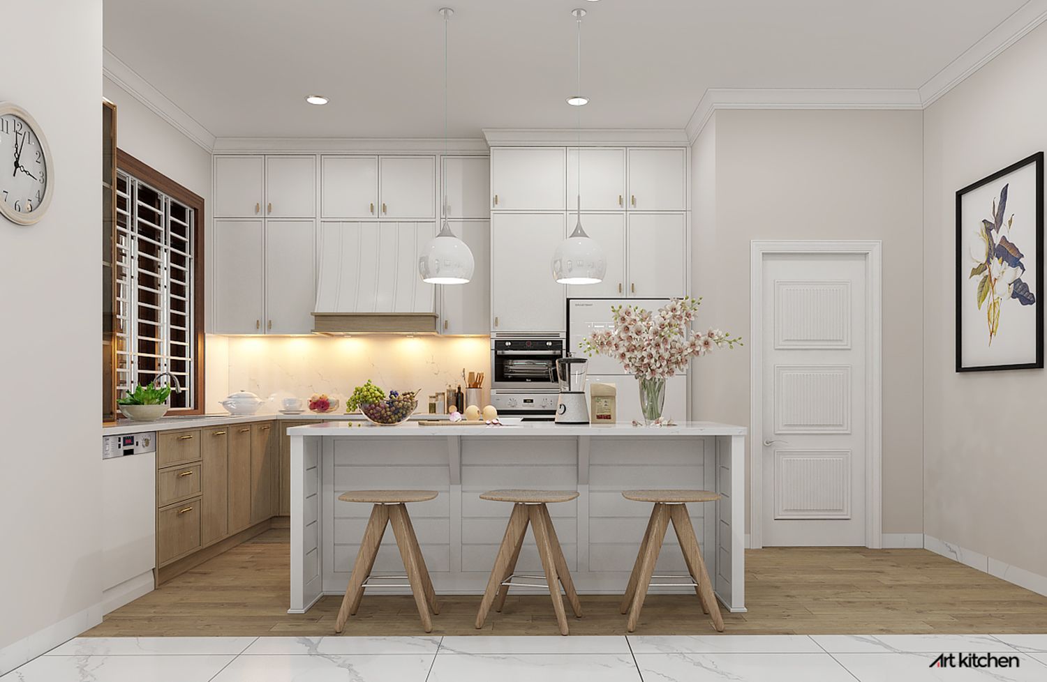 TỦ BẾP GỖ SỒI CAO CẤP S002