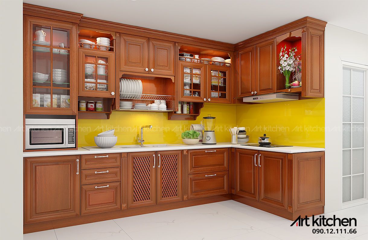 TỦ BẾP GỖ GÕ ĐỎ - GD01