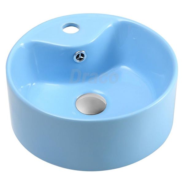 Lavabo Trẻ Em Đặt Bàn Hình Tròn Vòi 2 Tấc Draco LB3201 Màu Xanh Dương