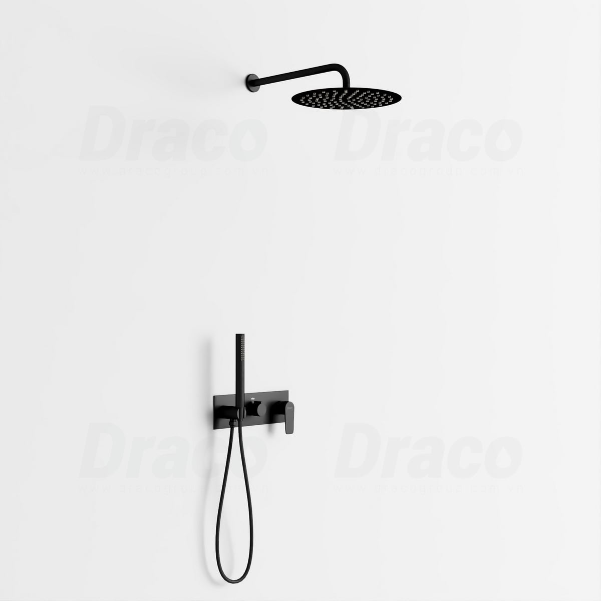Sen tắm âm tường đồng thau đen sơn tĩnh điện Draco F0314B
