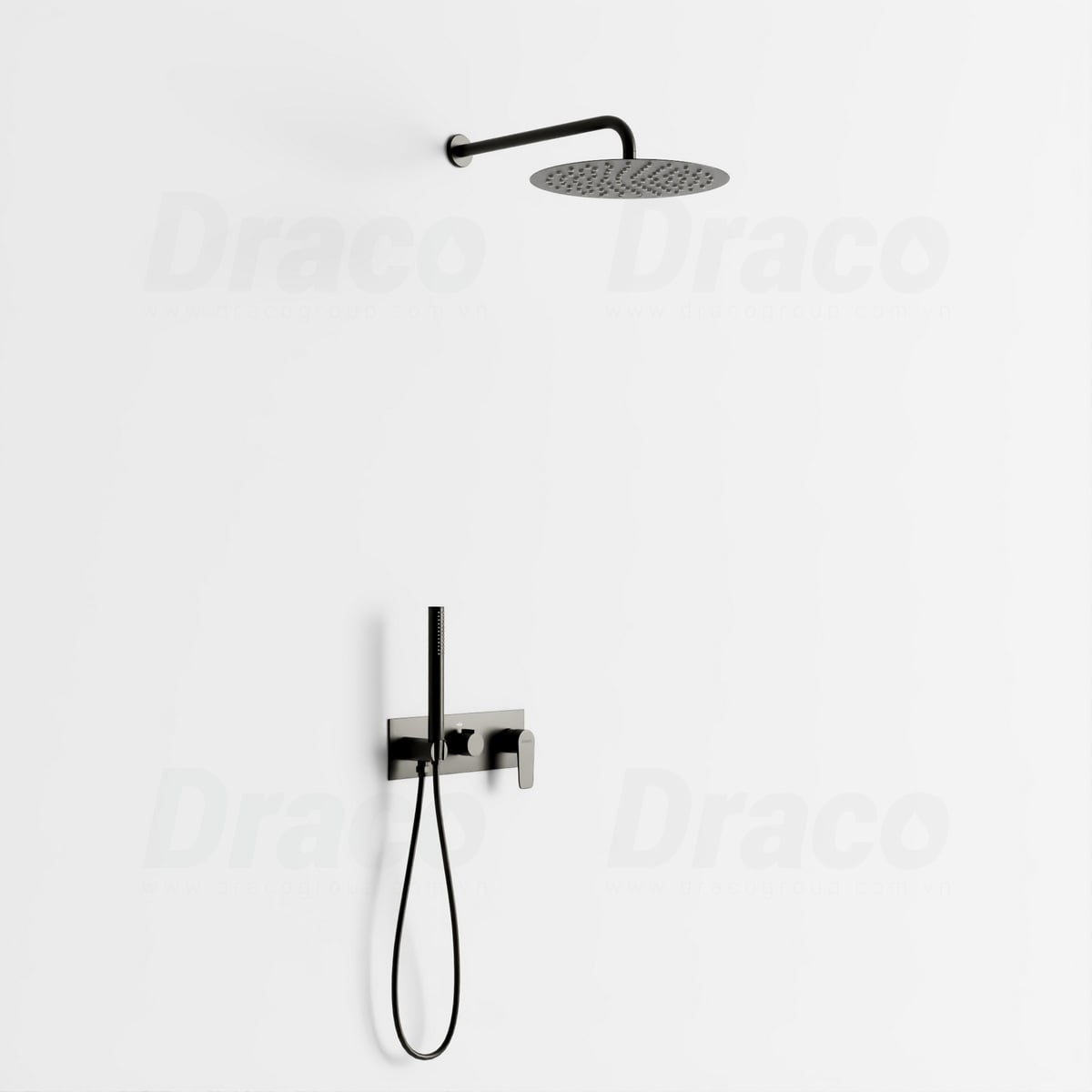 Sen tắm âm tường đồng thau phủ PVD xám Draco F0314GR