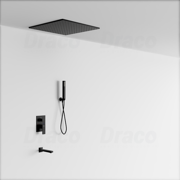 Sen Tắm Âm Trần Nóng Lạnh Cao Cấp Draco F0388IBF (Có Vòi Xả Nước) - Màu Đen