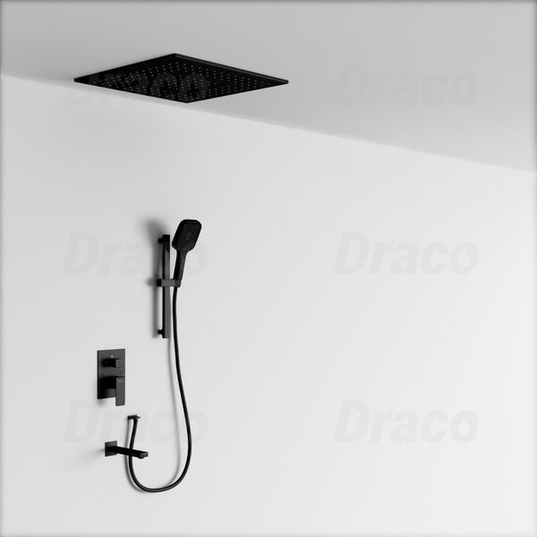 Sen Tắm Âm Trần Đồng Thau Có Thanh Trượt Sen Tắm Draco F0389BF - Đen