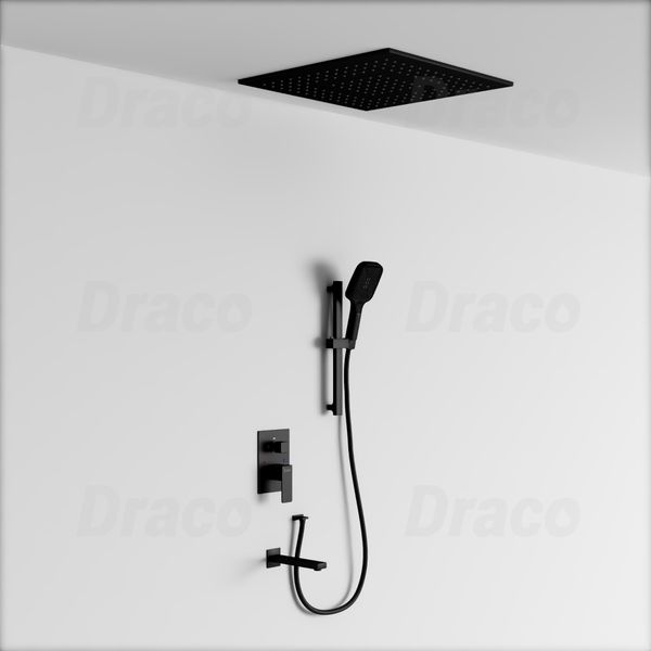 Sen Tắm Âm Trần Đồng Thau Có Thanh Trượt Sen Tắm Draco F0389BF - Đen