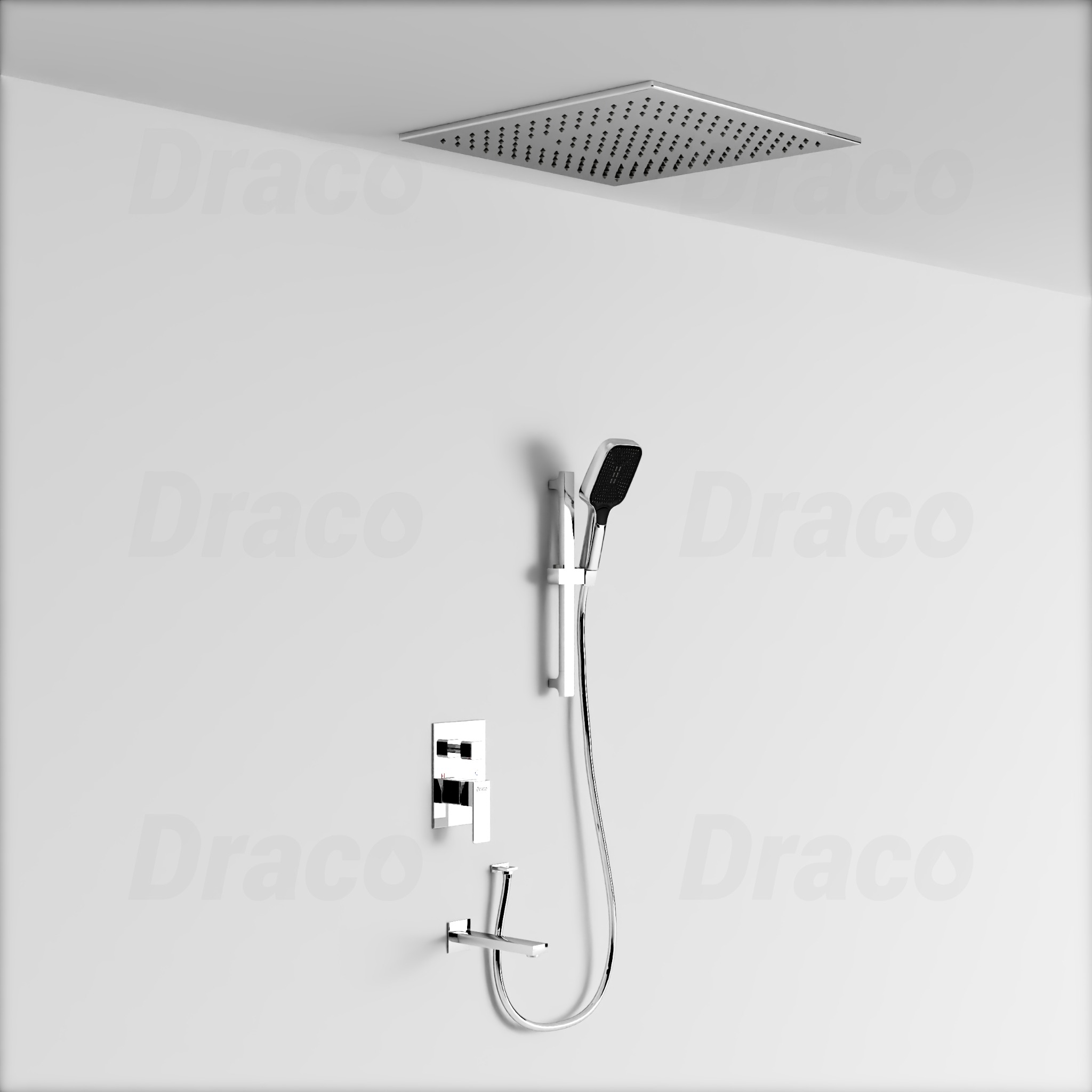 Sen Tắm Âm Trần Đồng Thau Có Thanh Trượt Sen Tắm Draco F0389CF - Crom