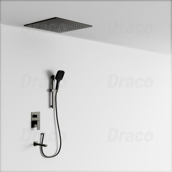 Sen Tắm Âm Trần Đồng Thau Có Thanh Trượt Sen Tắm Draco F0389GRF - Xám