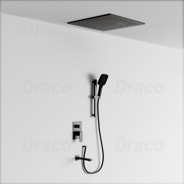 Sen Tắm Âm Trần Đồng Thau Có Thanh Trượt Sen Tắm Draco F0389GRF - Xám