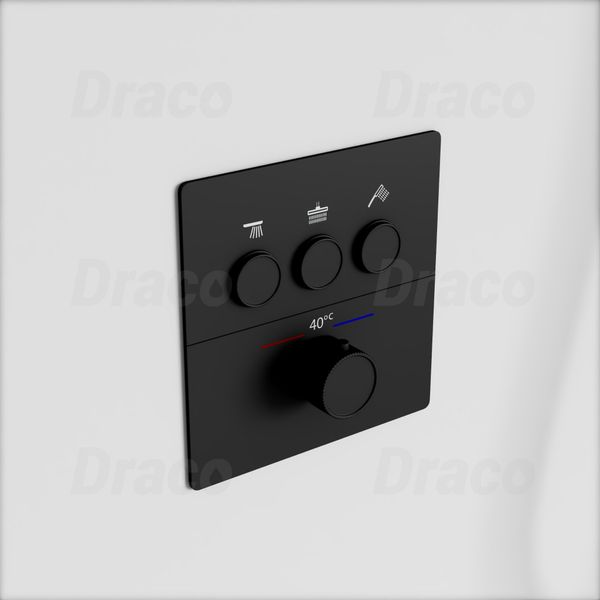 Sen Tắm Âm Trần Đồng Thau Dạng Nút Bấm Có Khóa Nhiệt Độ Draco F0390B - Đen