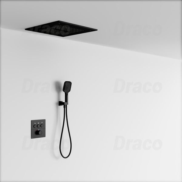 Sen Tắm Âm Trần Đồng Thau Dạng Nút Bấm Có Khóa Nhiệt Độ Draco F0390B - Đen