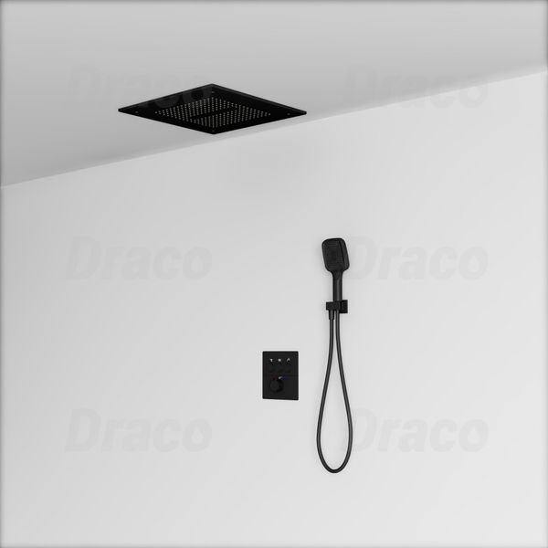 Sen Tắm Âm Trần Đồng Thau Dạng Nút Bấm Có Khóa Nhiệt Độ Draco F0390B - Đen