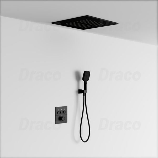 Sen Tắm Âm Trần Đồng Thau Dạng Nút Bấm Có Khóa Nhiệt Độ Draco F0390B - Đen
