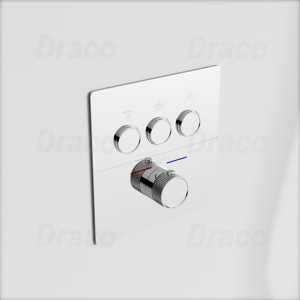 Sen Tắm Âm Trần Đồng Thau Dạng Nút Bấm Có Khóa Nhiệt Độ Draco F0390C - Crom