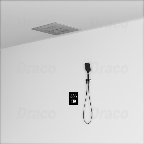 Sen Tắm Âm Trần Đồng Thau Dạng Nút Bấm Có Khóa Nhiệt Độ Draco F0390C - Crom