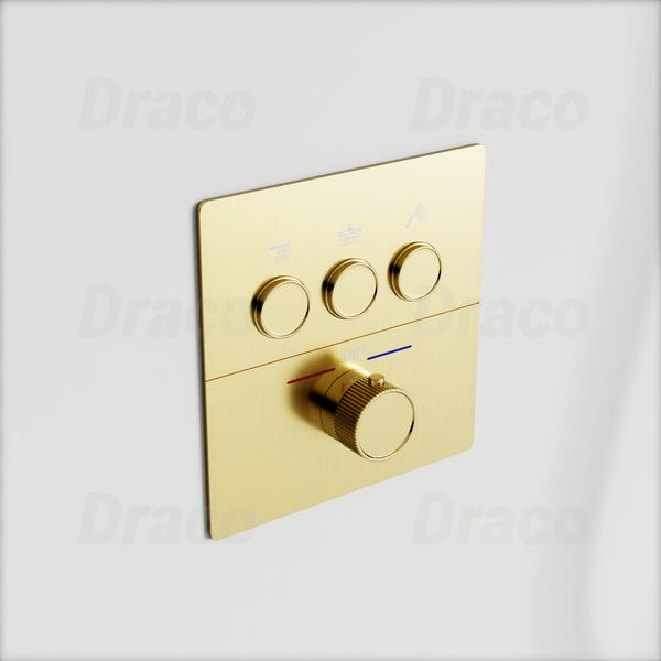 Sen Tắm Âm Trần Đồng Thau Dạng Nút Bấm Có Khóa Nhiệt Độ Draco F0390G - Vàng