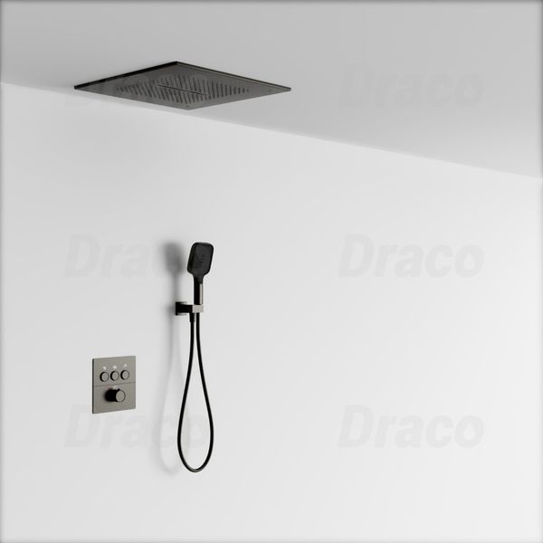 Sen Tắm Âm Trần Đồng Thau Dạng Nút Bấm Có Khóa Nhiệt Độ Draco F0390GR - Xám