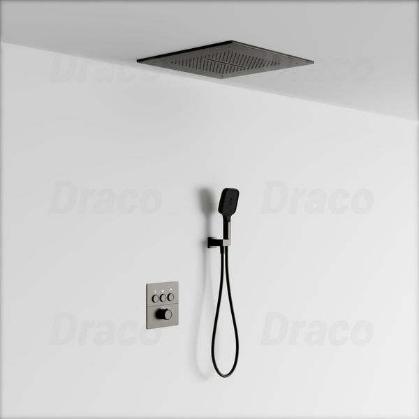 Sen Tắm Âm Trần Đồng Thau Dạng Nút Bấm Có Khóa Nhiệt Độ Draco F0390GR - Xám