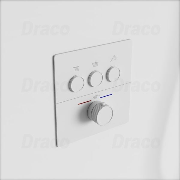 Sen Tắm Âm Trần Đồng Thau Dạng Nút Bấm Có Khóa Nhiệt Độ Draco F0390W - Trắng