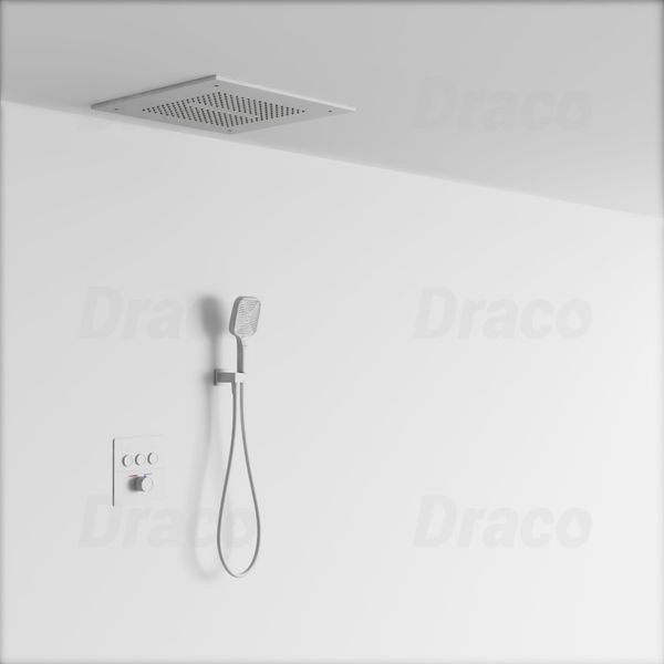 Sen Tắm Âm Trần Đồng Thau Dạng Nút Bấm Có Khóa Nhiệt Độ Draco F0390W - Trắng