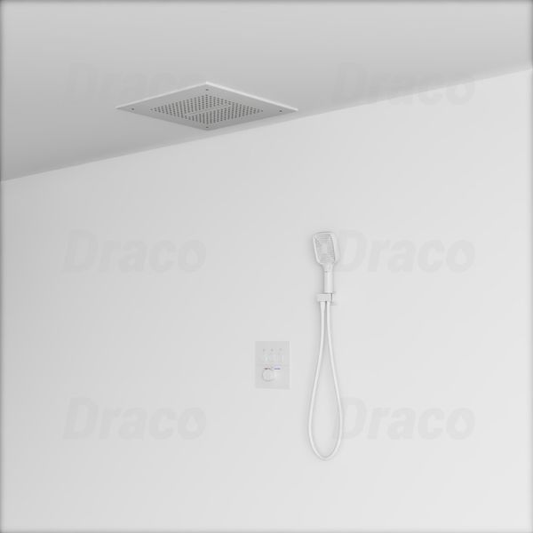 Sen Tắm Âm Trần Đồng Thau Dạng Nút Bấm Có Khóa Nhiệt Độ Draco F0390W - Trắng