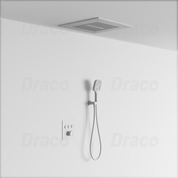 Sen Tắm Âm Trần Đồng Thau Dạng Nút Bấm Có Khóa Nhiệt Độ Draco F0390W - Trắng