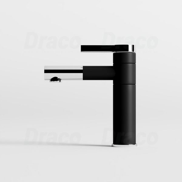 Vòi Lavabo Nóng Lạnh Đồng Thau Ống Tròn Đầu Mạ Crom Draco F2123BA (Thấp)