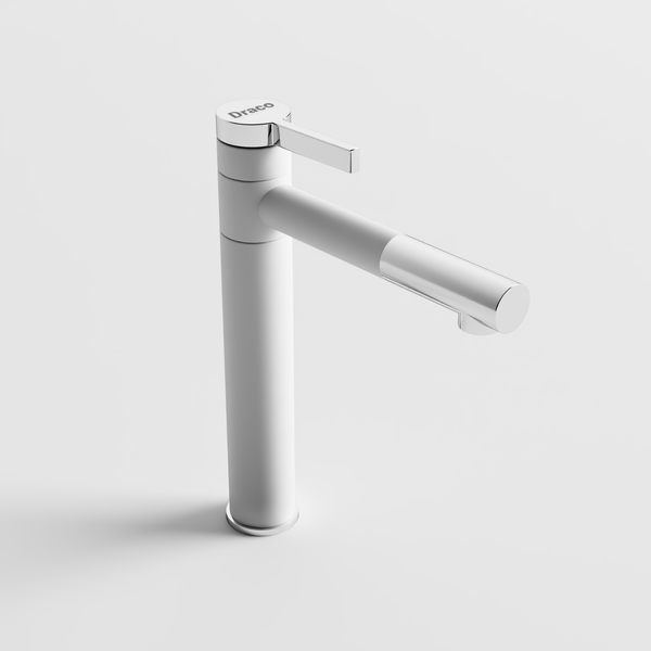 Vòi Lavabo Nóng Lạnh Đồng Thau Ống Tròn Đầu Mạ Crom Draco F2123WB (Cao)