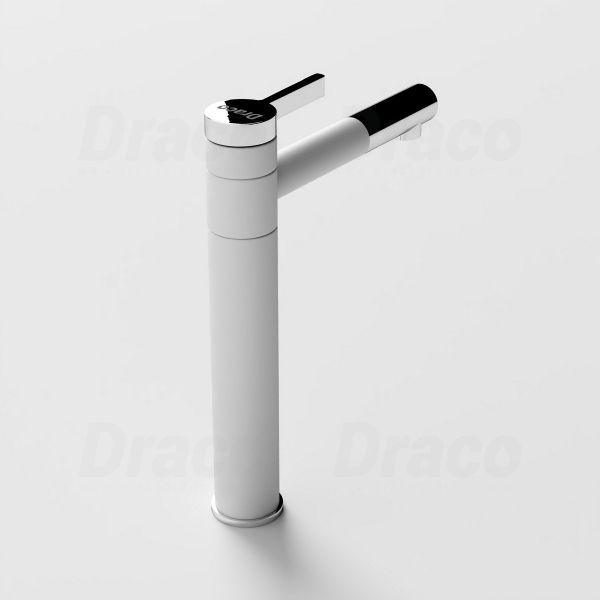 Vòi Lavabo Nóng Lạnh Đồng Thau Ống Tròn Đầu Mạ Crom Draco F2123 (Cao)