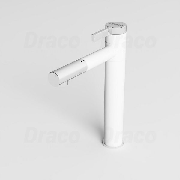 Vòi Lavabo Nóng Lạnh Đồng Thau Ống Tròn Đầu Mạ Crom Draco F2123 (Cao)