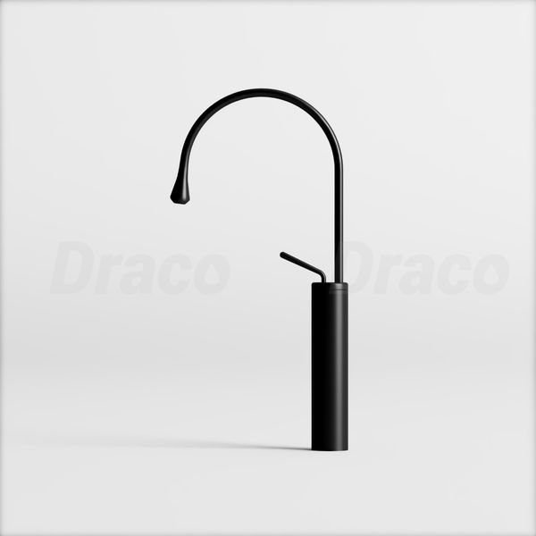Vòi Lavabo Nóng Lạnh Đồng Thau Thiết Kế Đầu Giọt Nước Draco F2151B - Đen