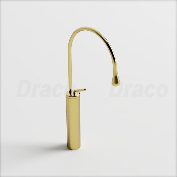 Vòi Lavabo Nóng Lạnh Đồng Thau Thiết Kế Đầu Giọt Nước Draco F2151G - Vàng Mờ