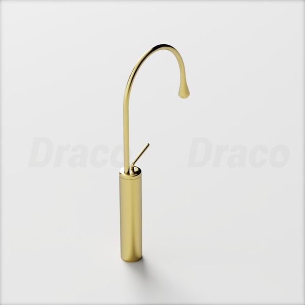 Vòi Lavabo Nóng Lạnh Đồng Thau Thiết Kế Đầu Giọt Nước Draco F2151G - Vàng Mờ