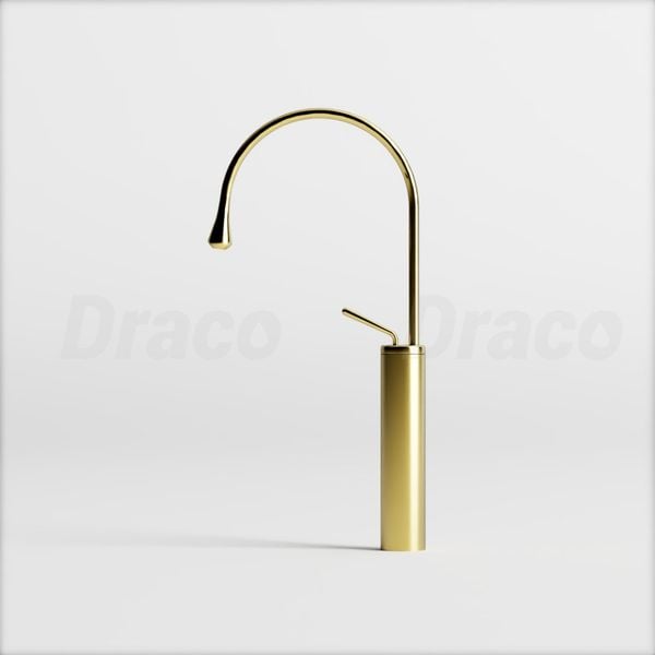 Vòi Lavabo Nóng Lạnh Đồng Thau Thiết Kế Đầu Giọt Nước Draco F2151G - Vàng Mờ