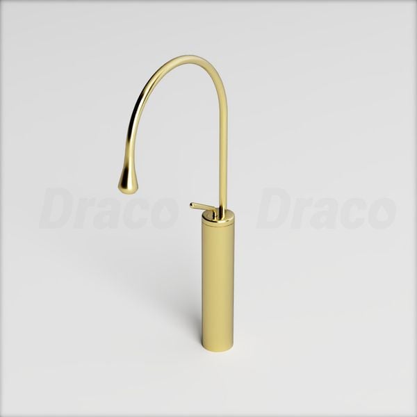 Vòi Lavabo Nóng Lạnh Đồng Thau Thiết Kế Đầu Giọt Nước Draco F2151G - Vàng Mờ